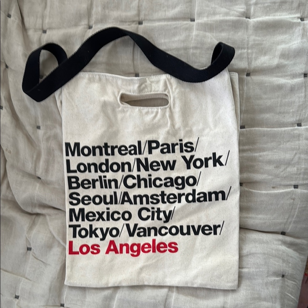 American Apparel Los Angeles City Print Canvas Tote Bag with black strap. New!